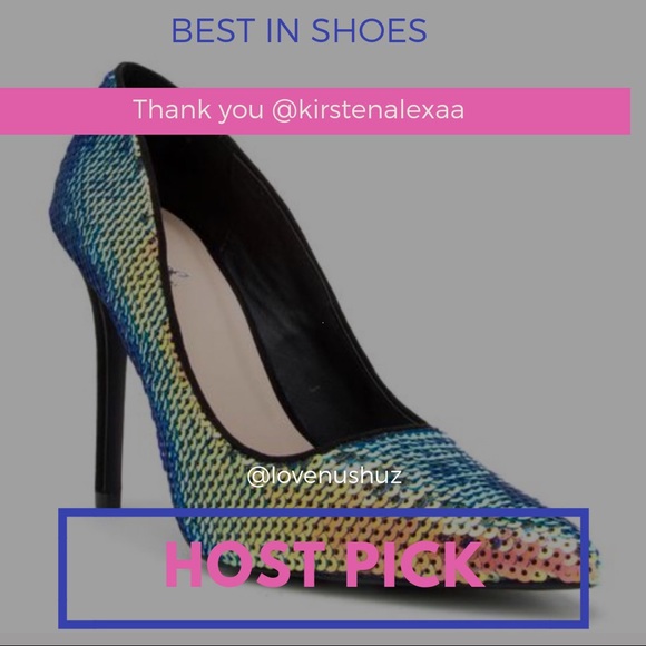 QUPID Mermaid Sequins Single Sole Size 6 Pump Heel - Picture 2 of 5